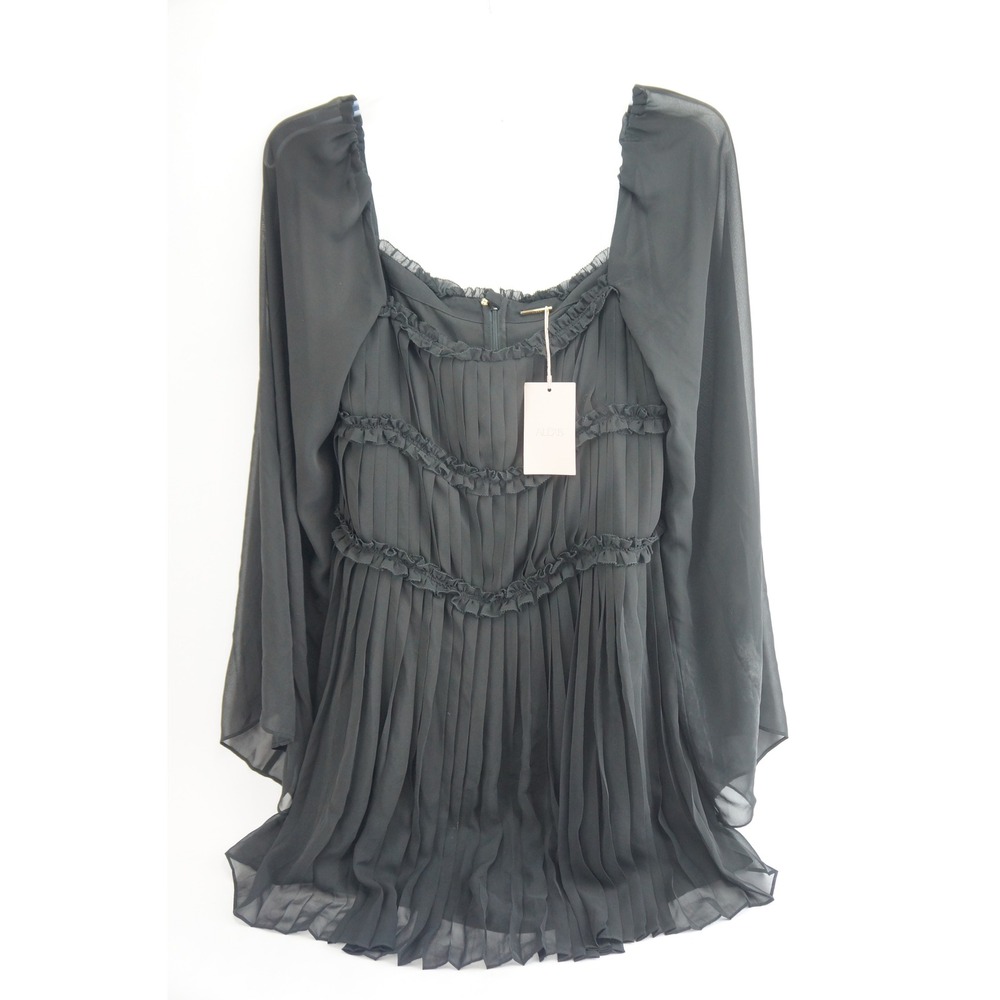 Alexis Zori Dress Women S Ebony Black Pleated Ruffle Mini New With Tags